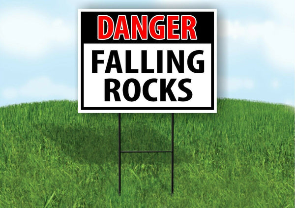 DANGER FALLING ROCKS OSHA Yard Sign Road with Stand LAWN SIGN