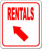 RENTALS DIRECTIONAL RED 8 Arrow Variations Metal Aluminum composite sign