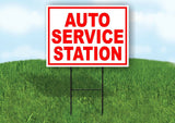 AUTO SERVICE STATION RED WHITE Yard Sign Road with Stand LAWN SIGN