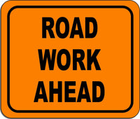 Road Work Ahead metal outdoor sign long-lasting construction safety orange