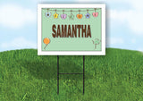 SAMANTHA WELCOME BABY GREEN  18 in x 24 in Yard Sign Road Sign with Stand