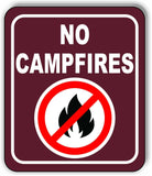 NO CAMPFIRES CAMPING Metal Aluminum composite sign