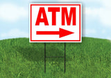 ATM RIGHT arrow red Yard Sign Road with Stand LAWN SIGN Single sided