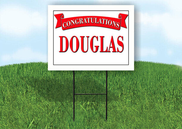 DOROTHY CONGRATULATIONS RED BANNER 18in x 24in Yard sign with Stand