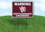 WARNING RATTLESNAKE CROSSING TRAIL BROWN Yard Sign Road with Stand LAWN SIGN