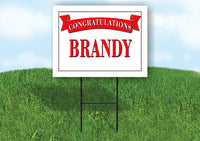 BRANDY CONGRATULATIONS RED BANNER 18in x 24in Yard sign with Stand