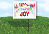 JOY HAPPY BIRTHDAY BALLOONS 18 in x 24 in Yard Sign Road Sign with Stand