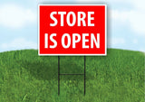 STORE IS OPEN RED Plastic Yard Sign ROAD SIGN with Stand