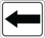 left arrow Black metal outdoor sign