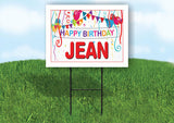 JEAN HAPPY BIRTHDAY BALLOONS 18 in x 24 in Yard Sign Road Sign with Stand