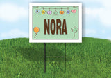 NORA WELCOME BABY GREEN  18 in x 24 in Yard Sign Road Sign with Stand