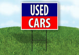 USED CARS BLUE RED Yard Sign with Stand LAWN SIGN