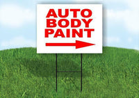 Auto Body Paint RED RIGHT ARROW Yard Sign Road with Stand LAWN SIGN Single sided