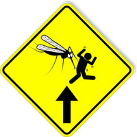 Mosquito crossing Man attack Hilarious funny Aluminum composite sign