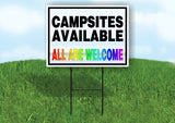 CAMPSITES AVAILABLE ALL WECLOME  BLUE BROWN Yard Sign with Stand LAWN SIGN