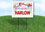 HARLOW HAPPY BIRTHDAY BALLOONS 18 in x 24 in Yard Sign Road Sign with Stand