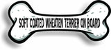 Dog on Board Soft Coated Wheaten Terrier Bone Car Magnet Bumper Sticker 3"x7"