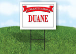 DREW CONGRATULATIONS RED BANNER 18in x 24in Yard sign with Stand