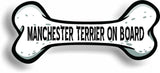Dog on Board Manchester Terrier Bone Car Magnet Bumper Sticker 3"x7"