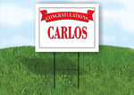 CARLA CONGRATULATIONS RED BANNER 18in x 24in Yard sign with Stand