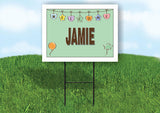 JAMIE WELCOME BABY GREEN  18 in x 24 in Yard Sign Road Sign with Stand