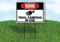 warning TRAIL CAMERAS IS USE video surveilla Yard Sign Road with Stand LAWN SIGN