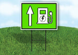 ELECTRIC VEHICLE CHARGING STATION BLACK AND GREEN Yard Sign with Stand LAWN SIGN