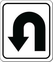 U-Turn left arrow Black metal outdoor sign