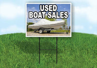 USED BOAT SALES WITH BOAT Yard Sign Road with Stand LAWN SIGN