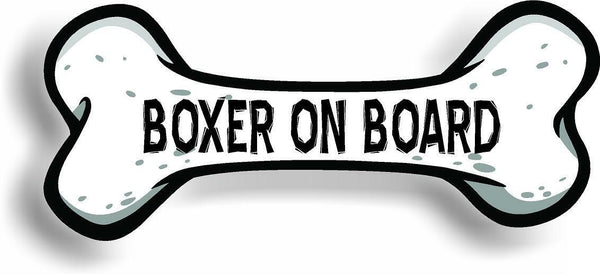 Dog on Board Boxer Bone Car Magnet Bumper Sticker 3"x7"