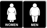 Funny XXL Fat women men bathroom restroom metal sign set for business