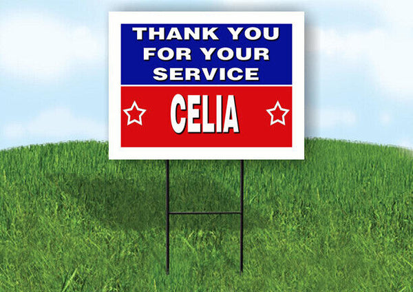 CELIA THANK YOU SERVICE 18 in x 24 in Yard Sign Road Sign with Stand