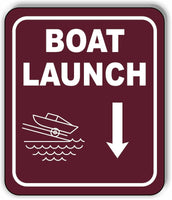 BOAT LAUNCH DIRECTIONAL DOWNWARDS ARROW CAMPING Metal Aluminum composite sign