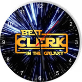 Best Clerk in the Star Galaxy Wars Space Kitchen Living room Wall Clock