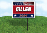 GILLEN FLAG RED 2024 18inx24in Yard Road Sign w/ Stand