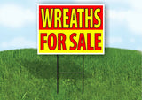 WREATHS FOR SALE RED YELLOW Plastic Yard Sign ROAD SIGN with Stand