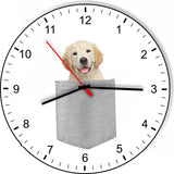 Golden Retriever puppy In Your Pocket Puppy Dog kitchen living room Wall Clock