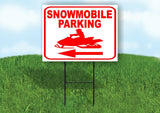 SNOWMOBILE PARKING LEFT ARROW RED Yard Sign with Stand LAWN SIGN