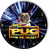 Best Pug Dog Galaxy Wars Space Star Kitchen Livingroom Wall Clock
