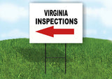 INSPECTIONS LEFT ARROW RED_ VIRGINIA Yard Sign w Stand LAWN SIGN Single