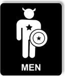 Funny superhero men bathroom restroom metal sign for business restaurant daycare