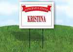 KRISTINA CONGRATULATIONS RED BANNER 18in x 24in Yard sign with Stand