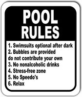 POOL RULES NUMBERED LIST Funny Metal Aluminum composite sign
