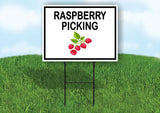RASPBERRY PICKING BLACK BORDER Yard Sign Road with Stand LAWN SIGN