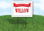 WILLOW CONGRATULATIONS RED BANNER 18in x 24in Yard sign with Stand