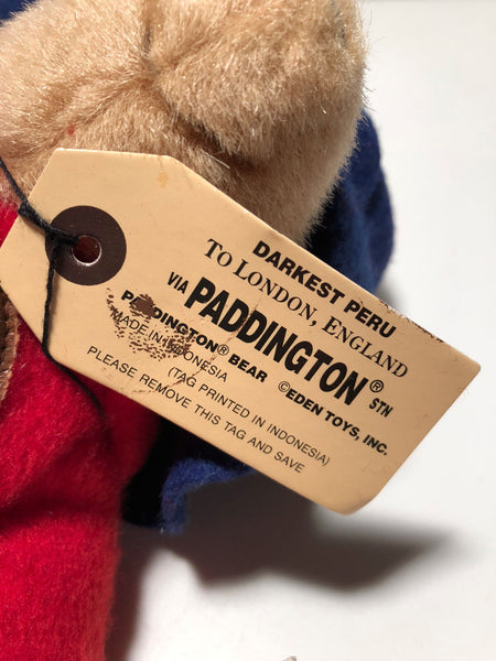 Paddington Bear Plush ~ EDEN TOYS ~ RED FELT COAT BLUE HAT – Work