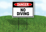 DANGER NO DIVING Plastic Yard Sign ROAD SIGN with Stand