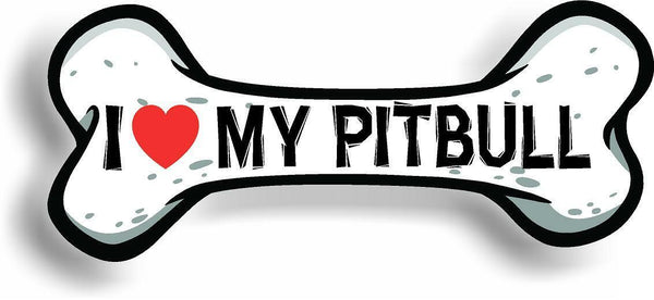 I Love My Pitbull Car Magnet Bumper Sticker 3"x7"