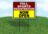 SPORTS REGISTRATION MAROON YELLOW FALL Yard Sign with Stand LAWN SIGN