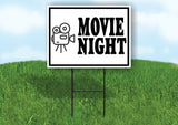 MOVIE NIGHT CAMERA BLACK BORDER Yard Sign with Stand LAWN SIGN